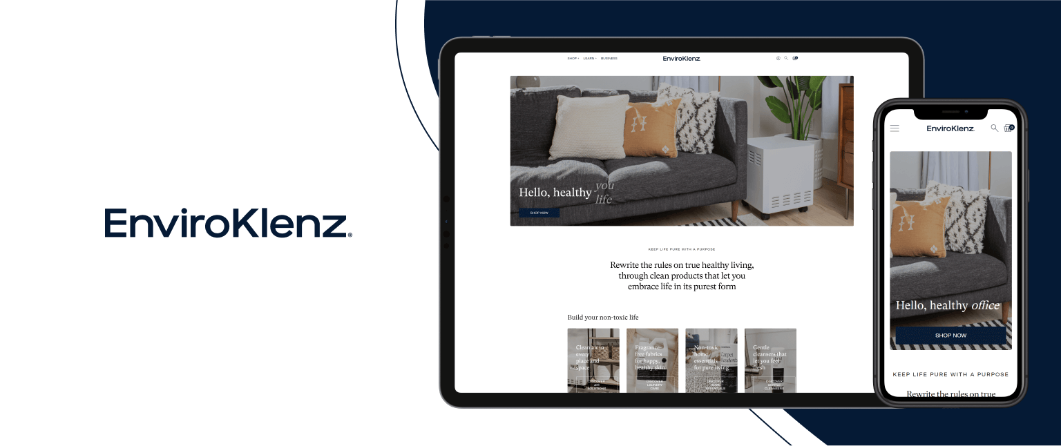 EnviroKlenz store shown on a tablet and a phone