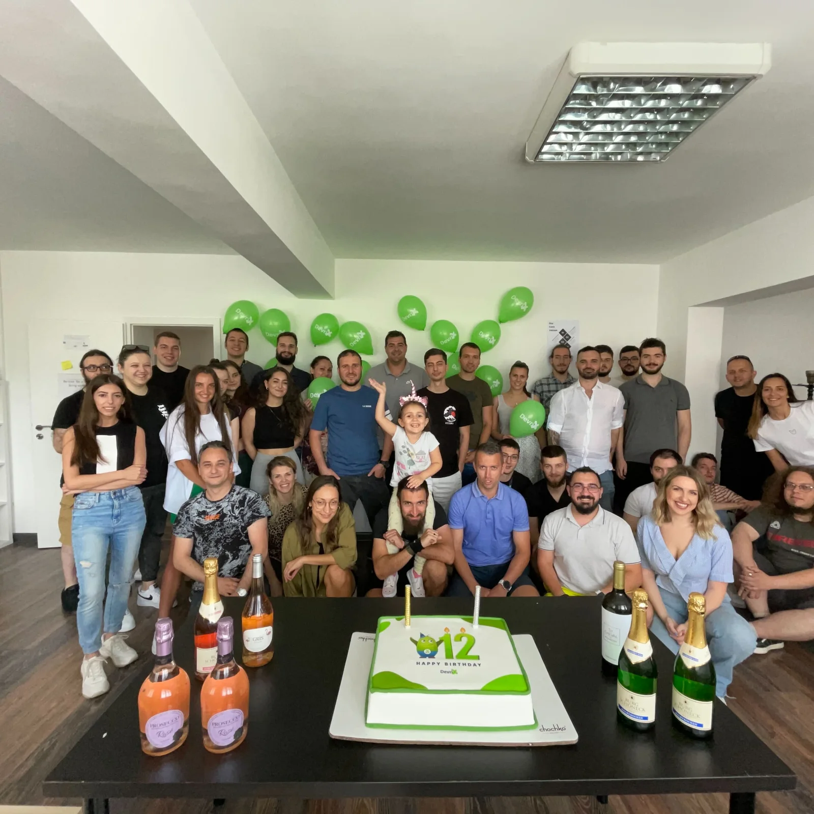 The DevriX team celebrating together in the office