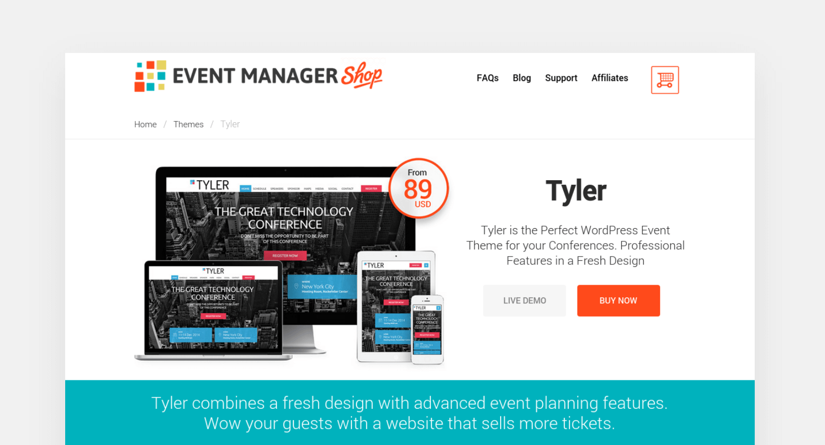 Tyler WordPress Event Theme screenshot