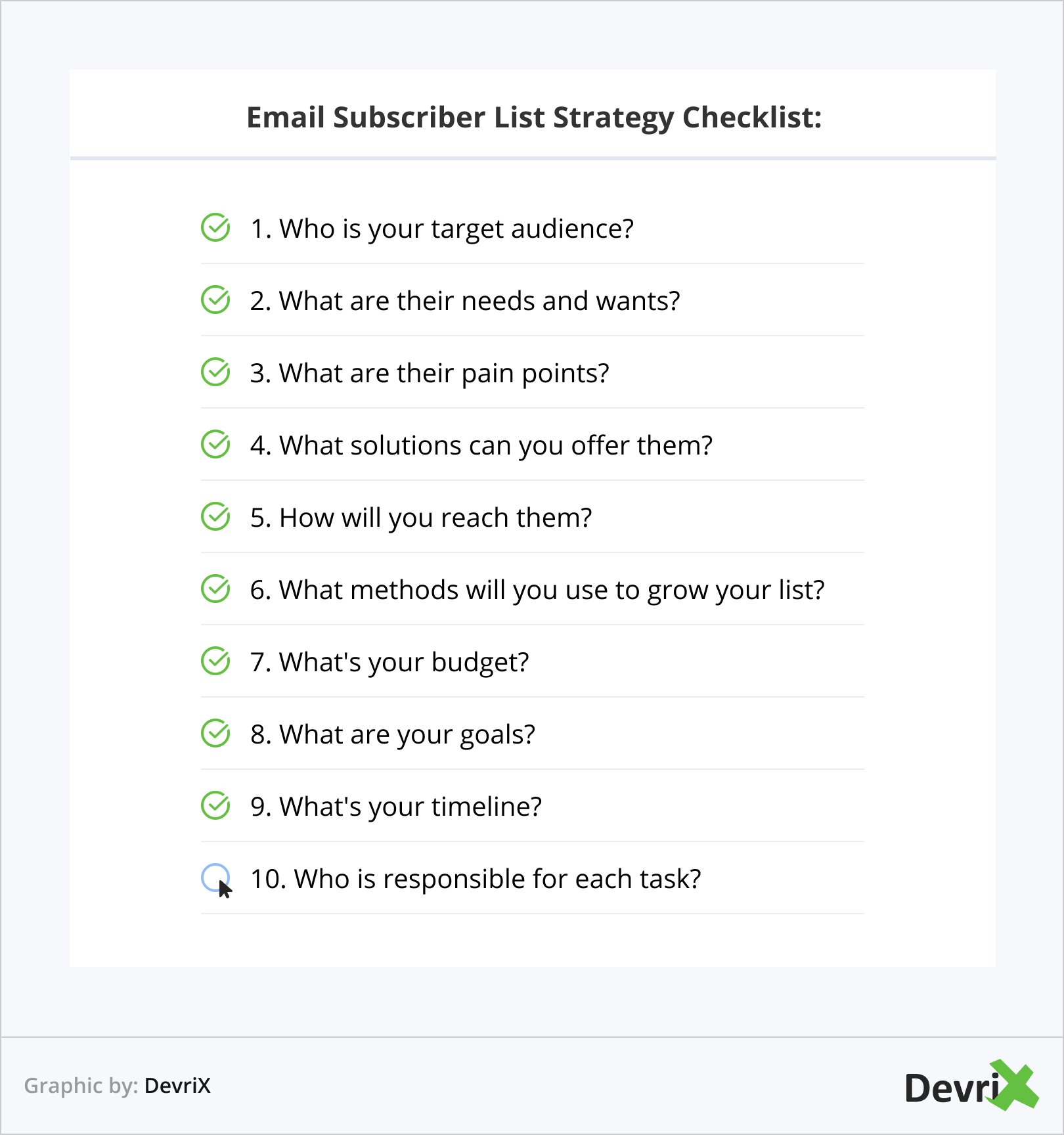 Email Subscriber List Strategy Checklist