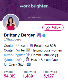 Brittany Berger's Twitter profile