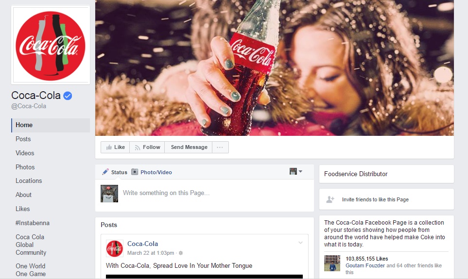 Coca-Cola facebook page