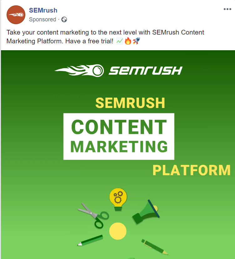 SEMrush sponsored Facebook post