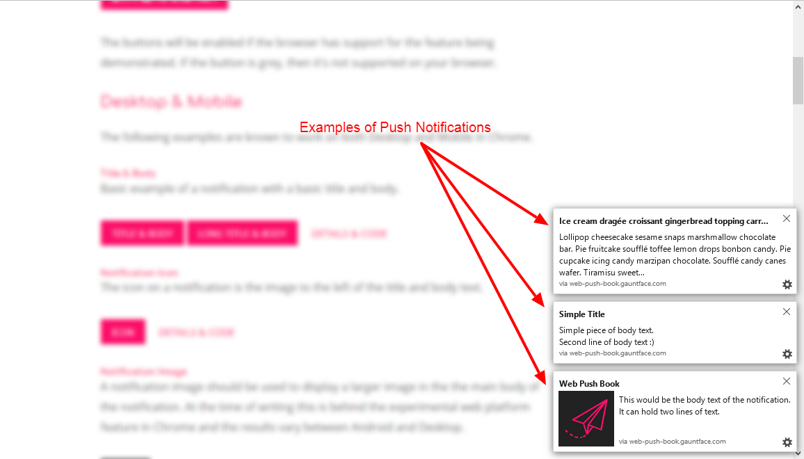 examples of push notifications
