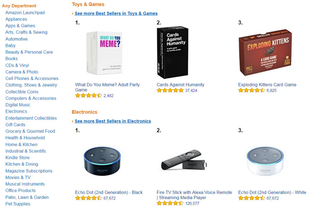 Amazon Best Sellers List