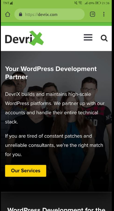 DevriX mobile friendly website