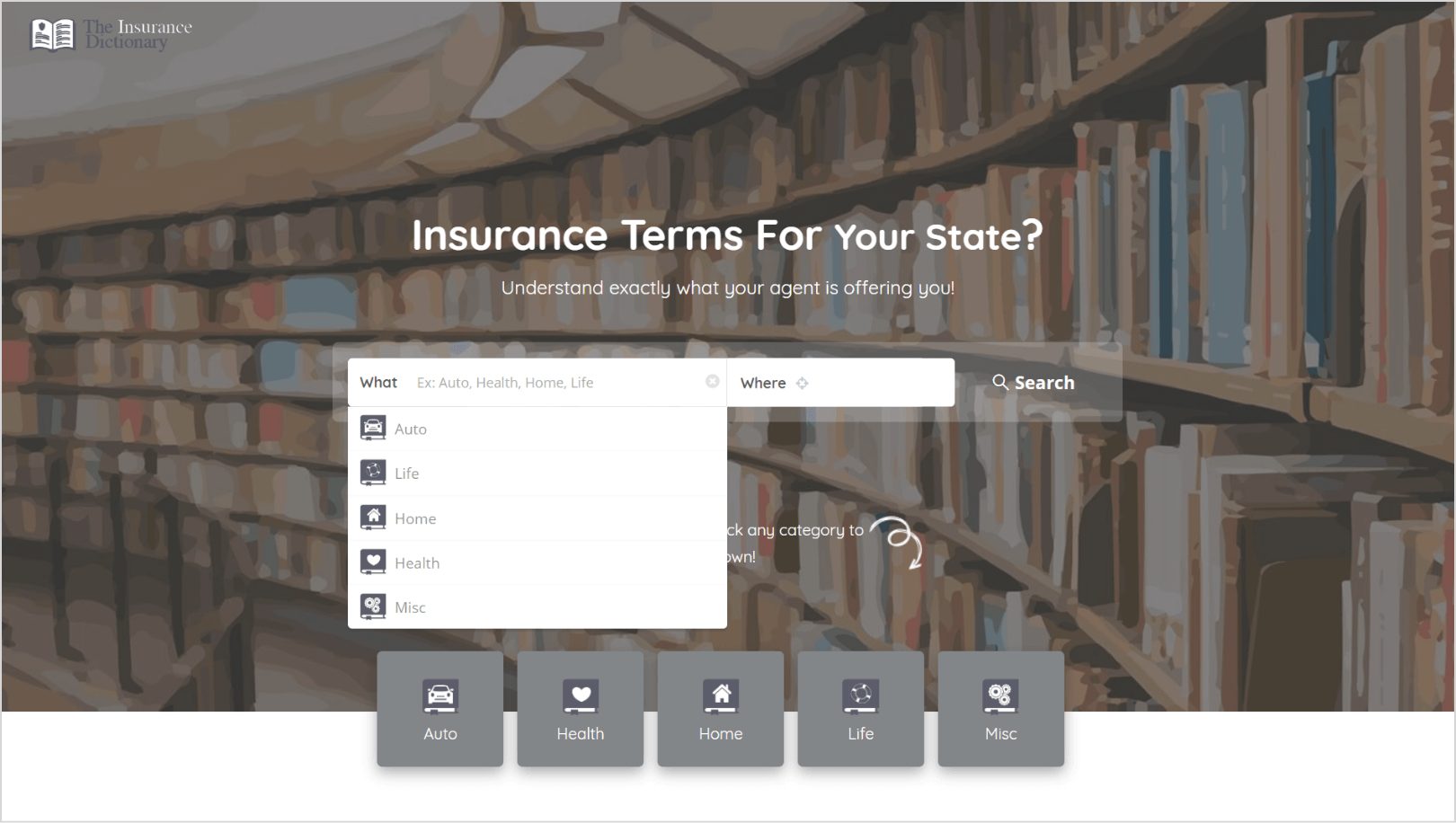 The Insurance Dictionary educational tool startup