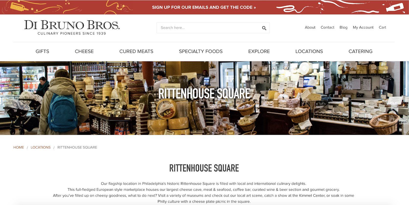 Di Bruno Bros.’s Rittenhouse Square Landing Page