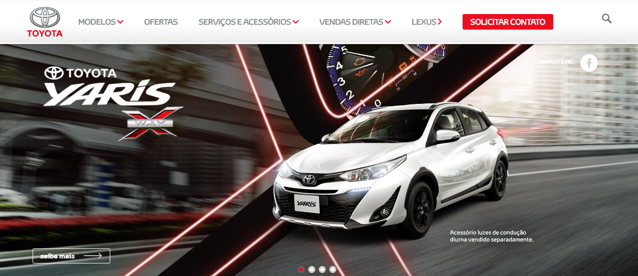 Toyota website featuring Toyota Yaris