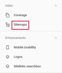navigating to sitemaps in the Search Console