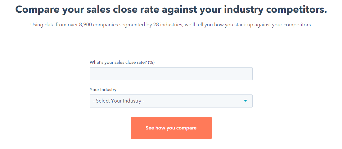 sales close rate comparison tool by HubSpot