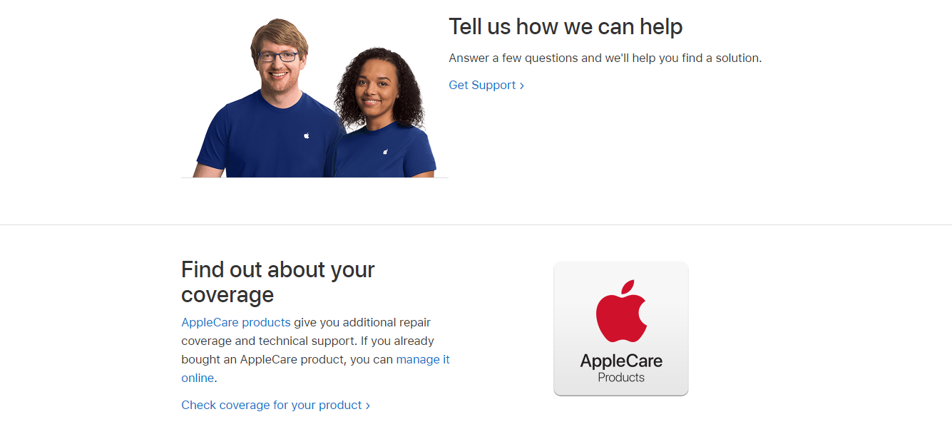 apple support page