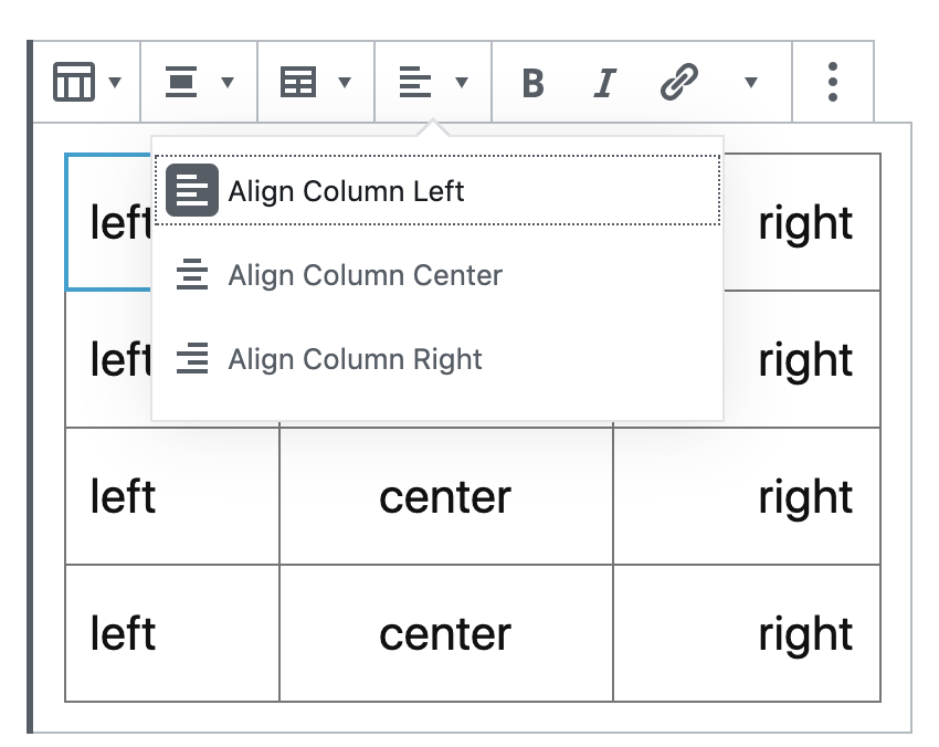 table alignment
