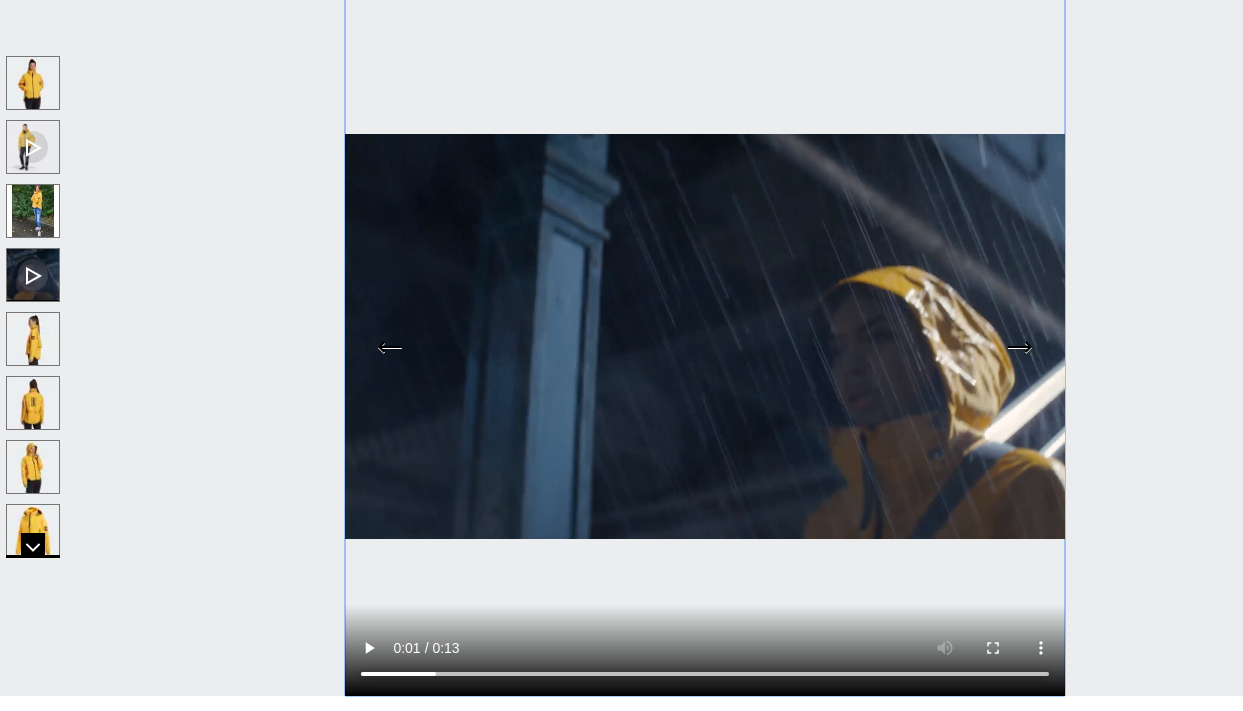 Adidas product video of a woman wearing the jacket under the rain