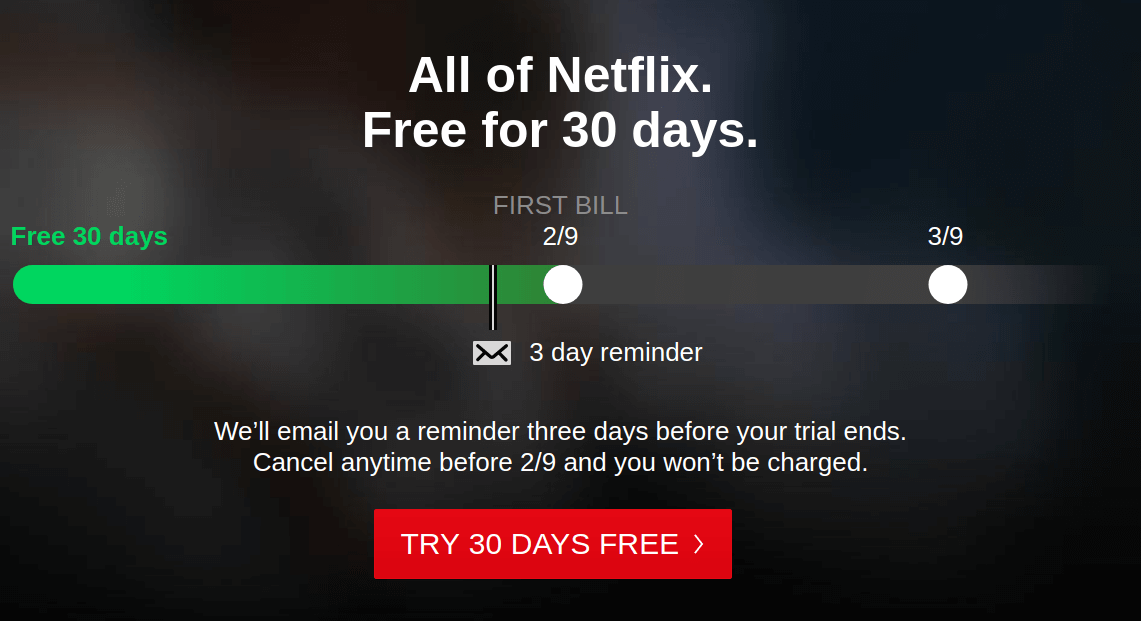 Netflix Free Trial CTA