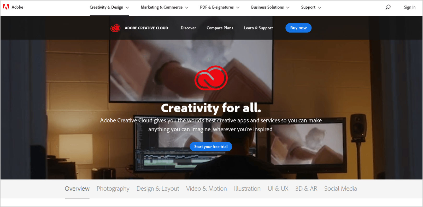 Adobe Creative Landing Page
