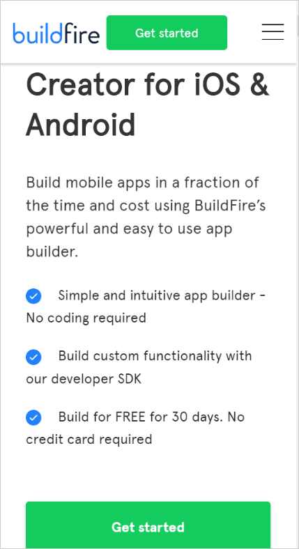 Simple BuildFire Website Screenshot