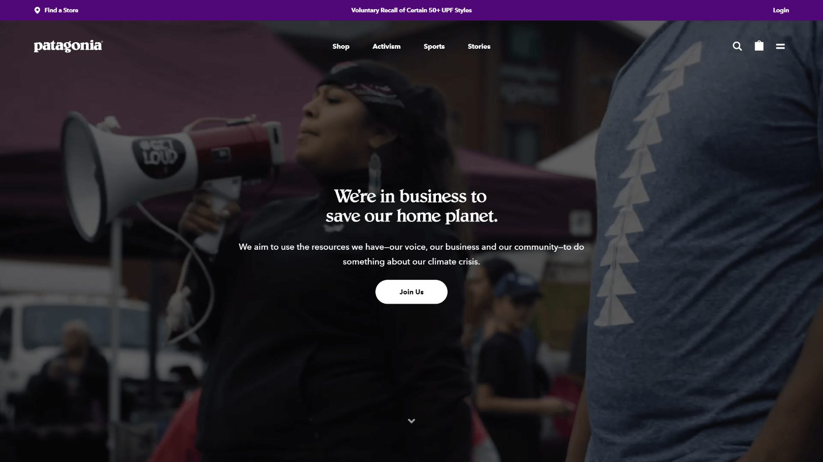 patagonia home page screenshot