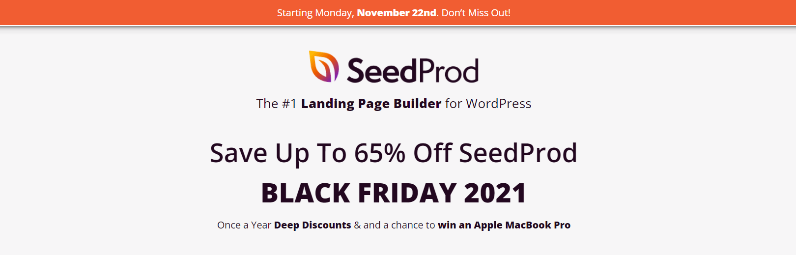 Seedprod Black Friday Deal 2021