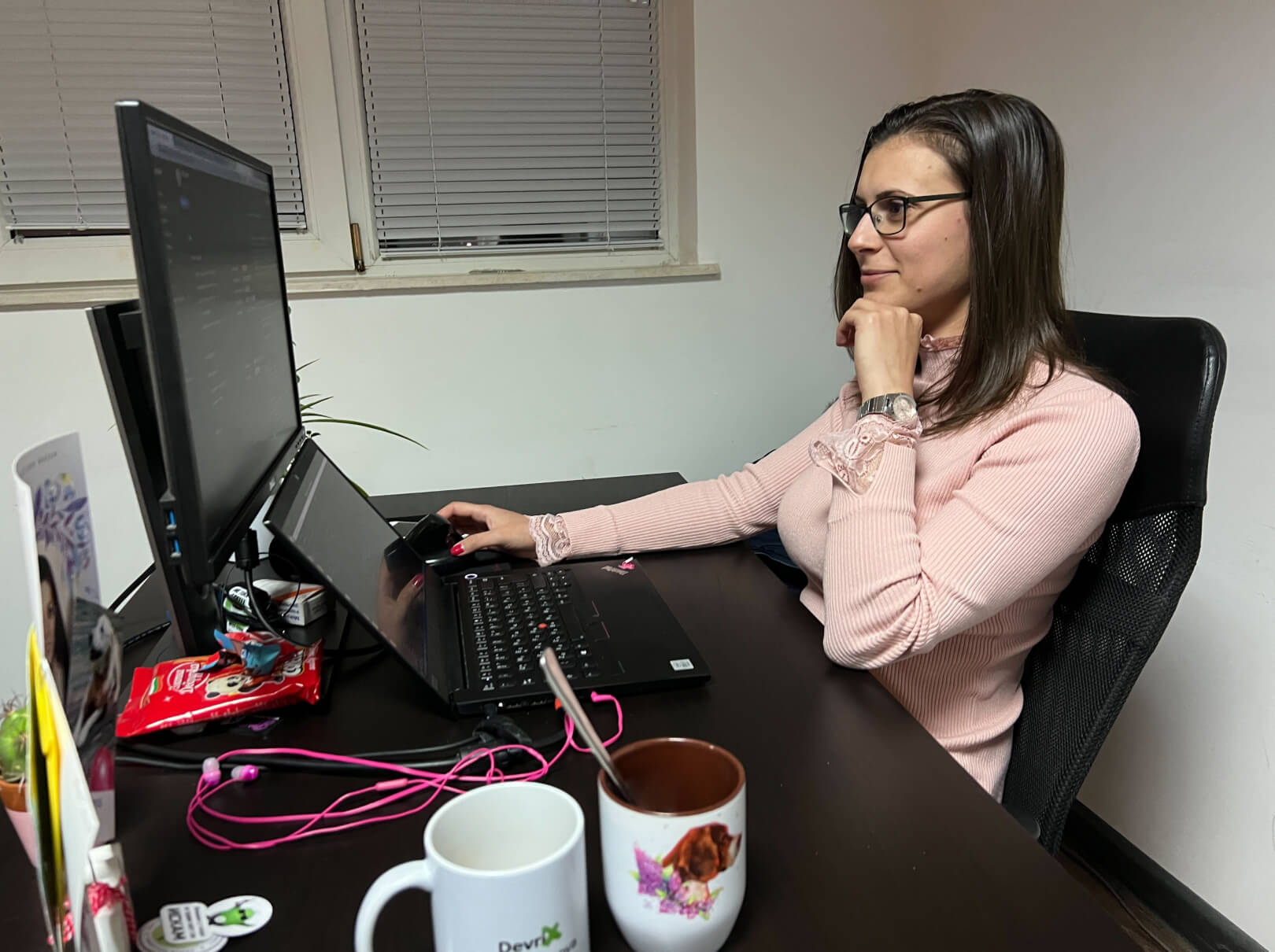 One of our front-end developers - Ani in her workplace